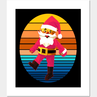 Retro Vintage Pink Santa Claus Posters and Art